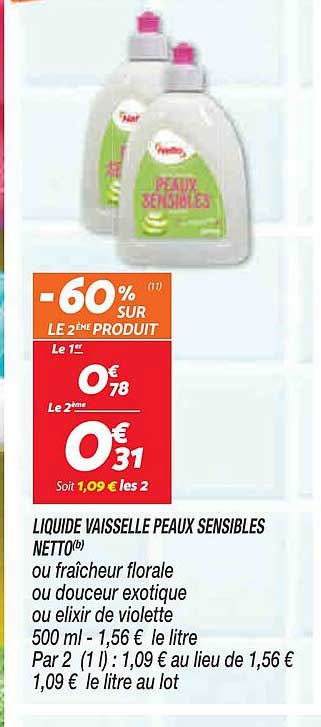 liquide vaisselle peaux sensibles netto