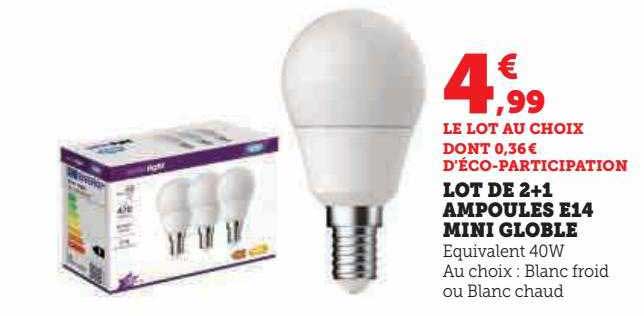 lot de 2+1 ampoules e14 mini globe