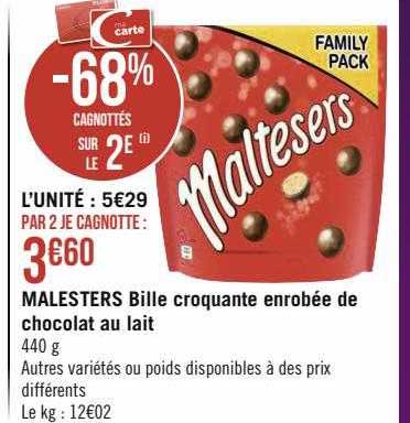 malesters bille croquante enrobée de chocolat au lait