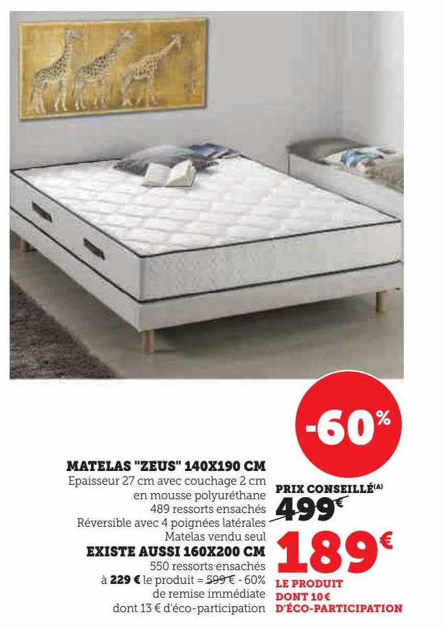 matelas "zeus" 140 x 190 cm existe aussi 160 x 200 cm