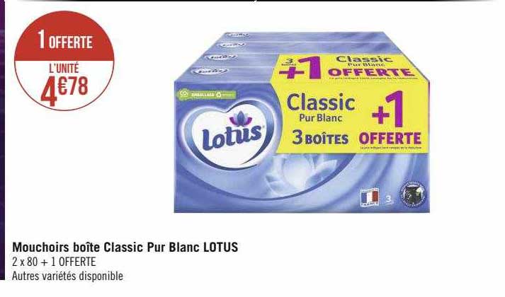 Mouchoirs Boîte Classic Pur Blanc Lotus