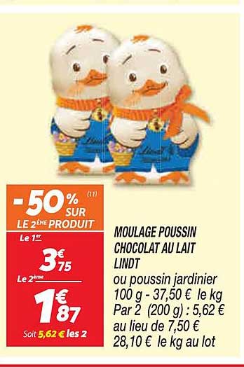 moulage poussin chocolat au lait lindt
