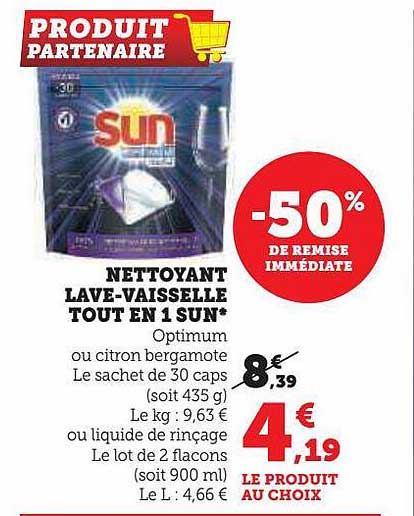 Nettoyant Lave-vaisselle Tout En 1 Sun
