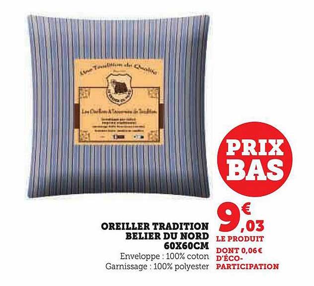 oreiller tradition belier du nord 60 x 60 cm