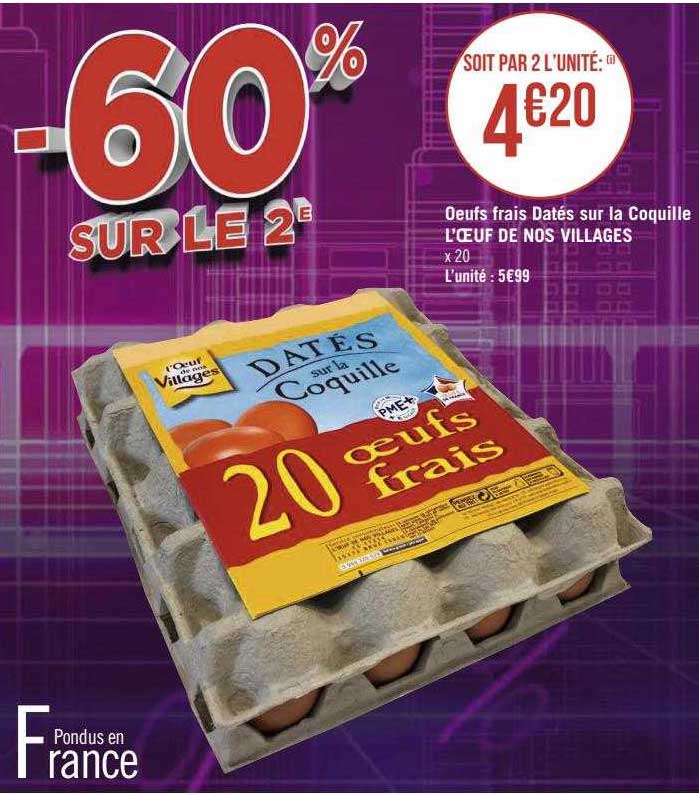 œufs frais datés sur la coquille l'œuf de nos villages