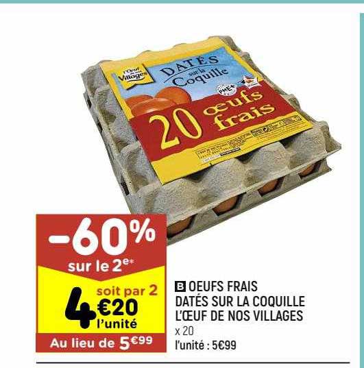 œufs frais datés sur la coquille l'œuf de nos villages