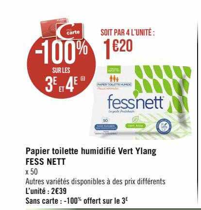 papier toilette humidifié vert ylang fess nett
