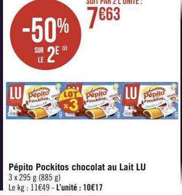 pépito pockitos chocolat au lait lu