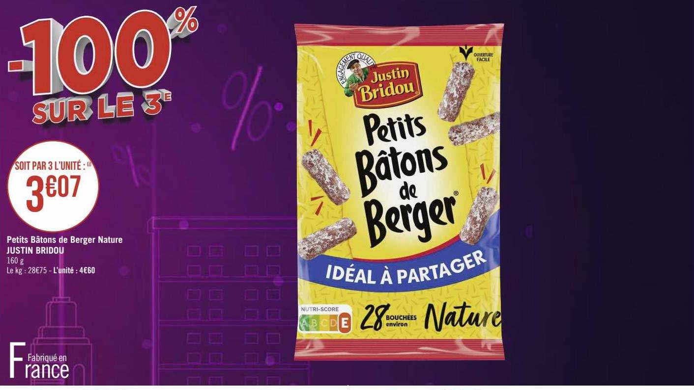 Petits Bâtons De Berger Nature Justin Bridou