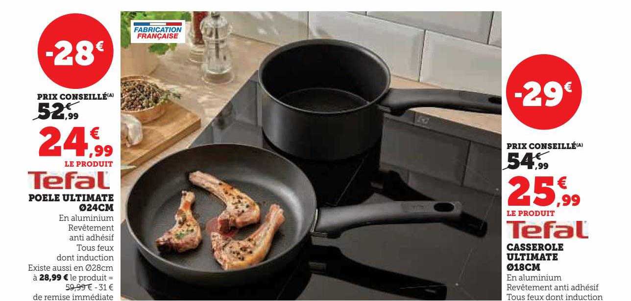 Poêle Ultimate ø 24 Cm Tefal, Casserole Ultimate ø 18 Cm Tefal