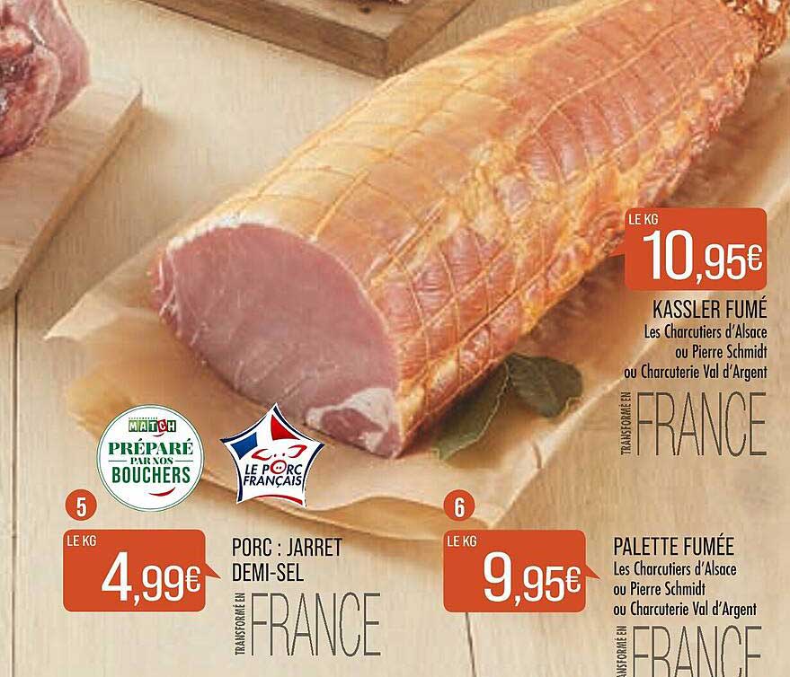 porc : jarret demi-sel, palette fumée, kassler fumé