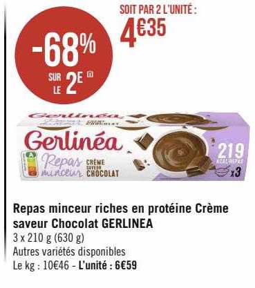 repas minceur riches en protéine crème saveur chocolat gerlinéa