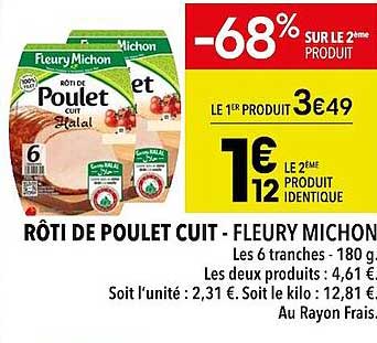 rôti de poulet cuit - fleury michon