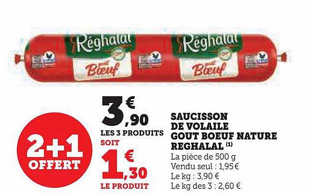 Saucisson De Volaille Goût Bœuf Nature Réghalal