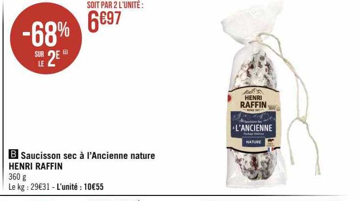 saucisson sec à l'ancienne nature henri raffin