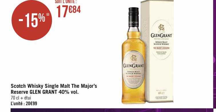 scotch whisky single malt the major's réserve glen grant 40% vol.