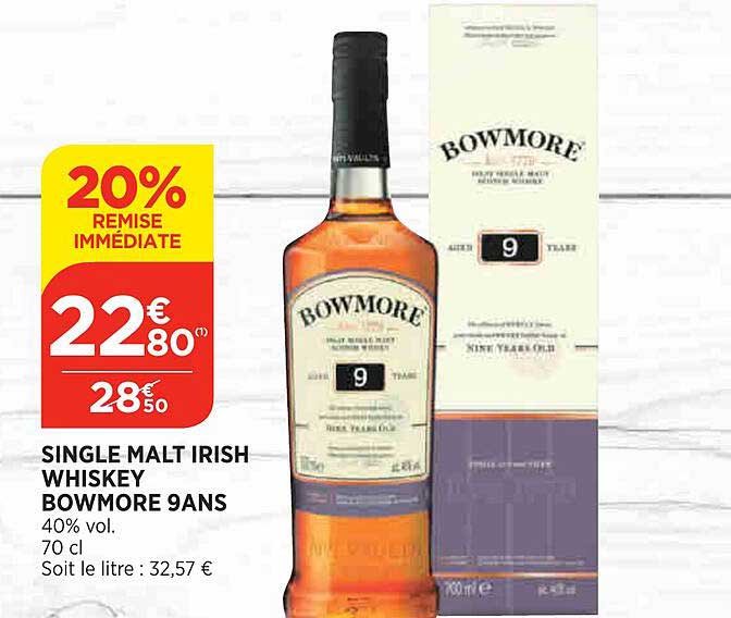 single malt irish whiskey bowmore 9 ans