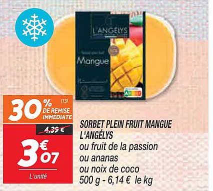 Sorbet Plein Fruit Mangue L'angélys