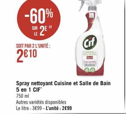 Spray Nettoyant Cuisine Et Salle De Bain 5 En 1 Cif
