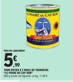 thon entier à l'huile de tournesol "le phare du cap bon"