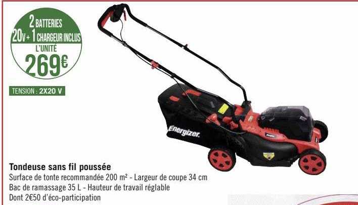 tondeuse sans fil poussée energizer