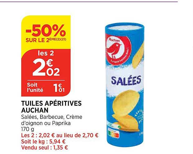 Tuiles Apéritives Auchan