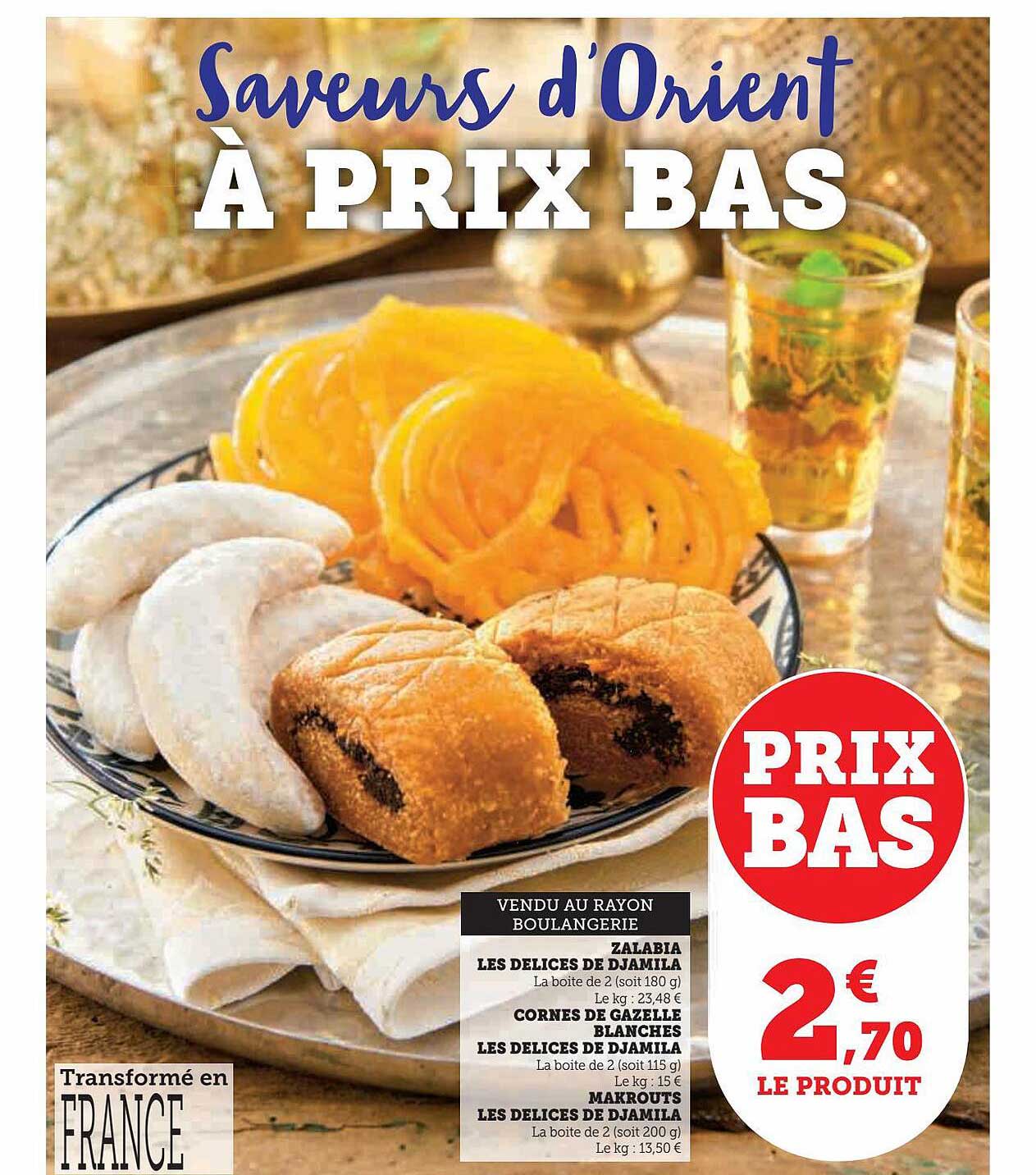 zalabia les délices de djamila, corne de gazelle blanches les délices de djamila, makrouts les délices de djamila