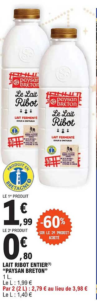 lait ribot entier "paysan breton"
