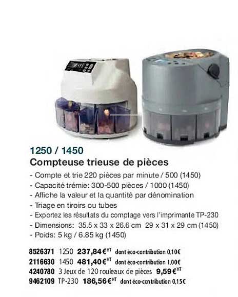 1250 / 1450 compteuse trieuse de pièces