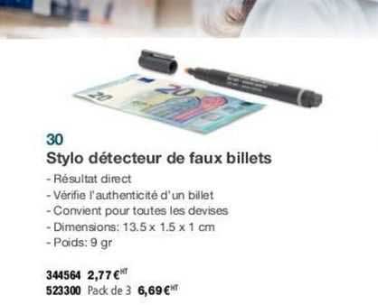 30 stylo détecteur de faux billets