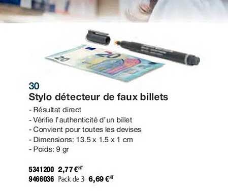 30 Stylo Détecteur De Faux Billets