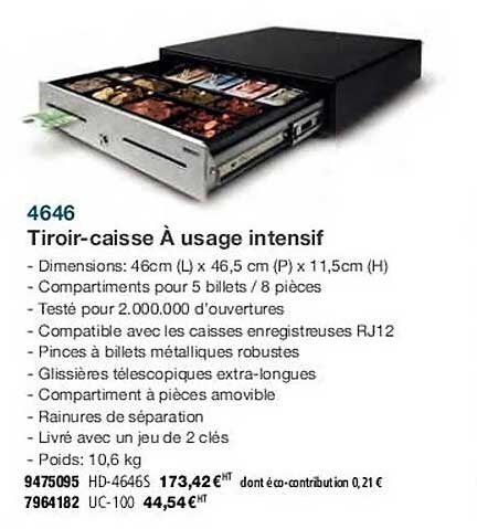 4646 tiroir-caisse à usage intensif