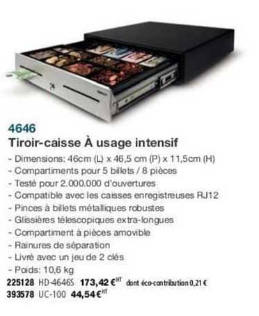 4646 tiroir-caisse à usage intensif