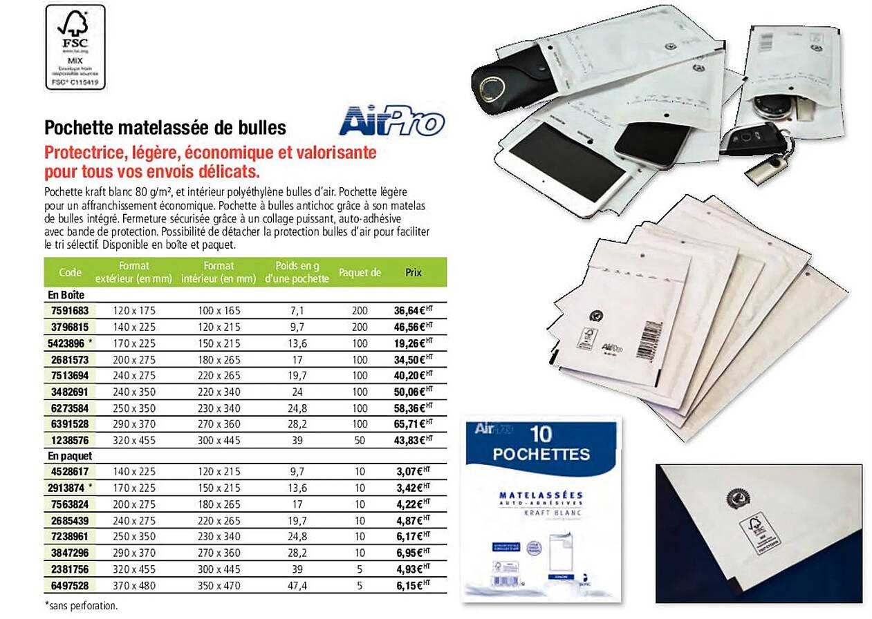 airpro pochette matelassée de bulles