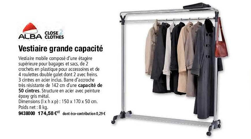 Alba Close Clothes Vestiaire Grande Capacité