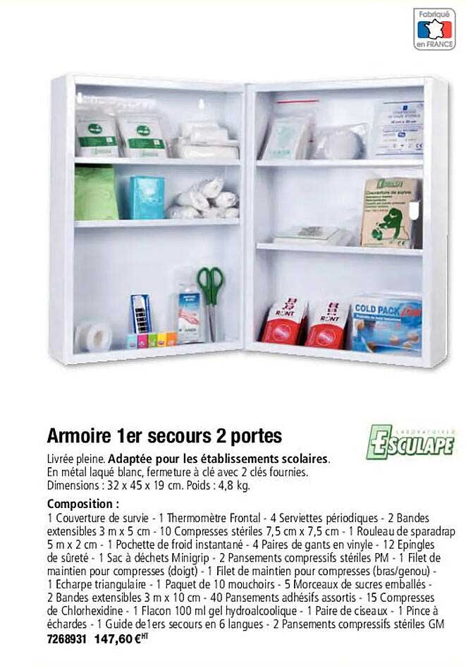 Armoire 1er Secours 2 Portes