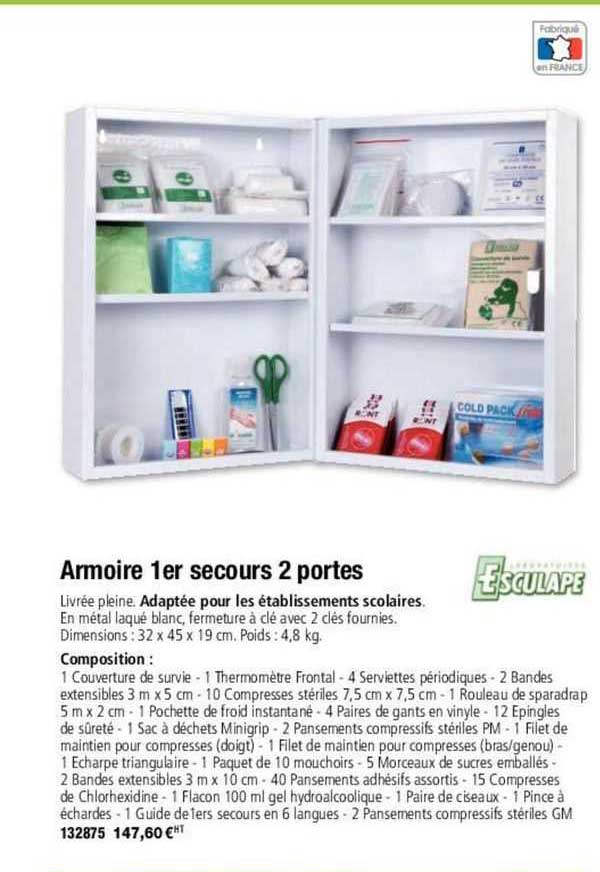 armoire 1er secours 2 portes
