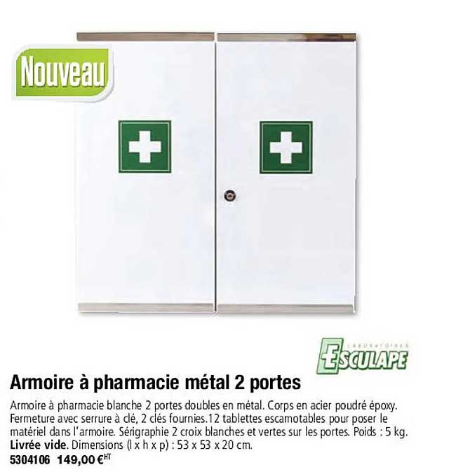 Armoire à Pharmacie Métal 2 Portes