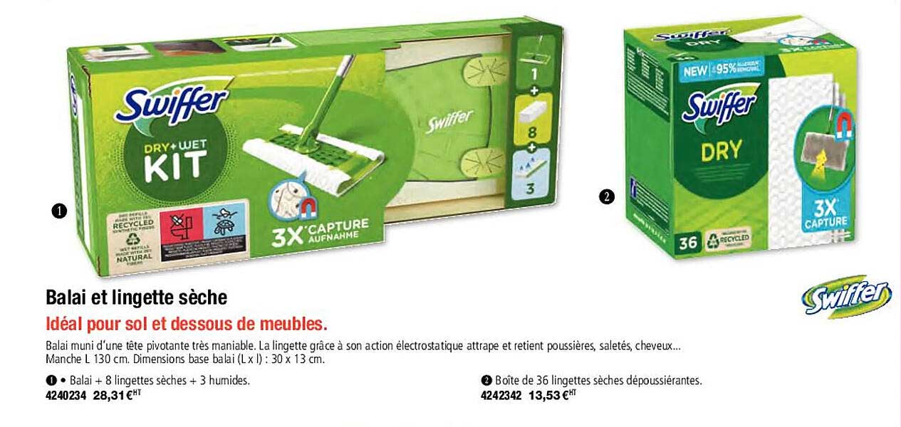 balai et lingette sèche