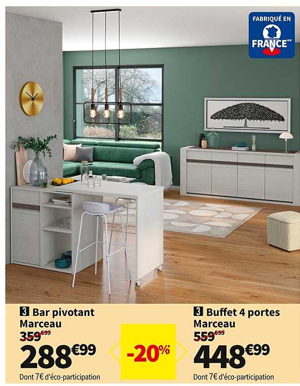 bar pivotant marceau, buffet 4 portes marceau
