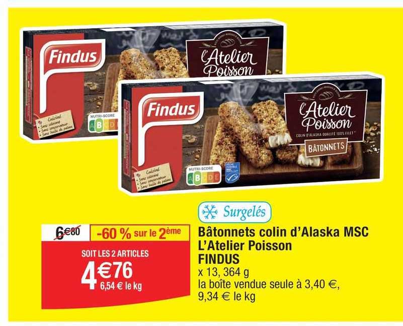 bâtonnets colin d'alaska msc l'atelier poisson findus