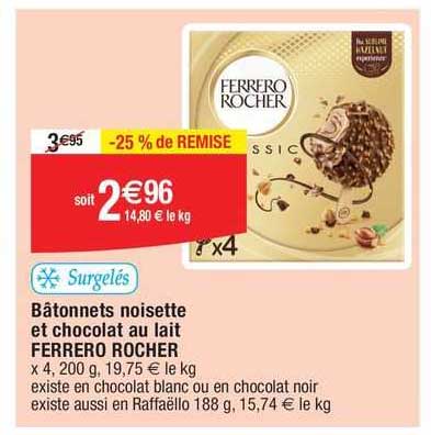 Bâtonnets Noisette Et Chocolat Au Lait Ferrero Rocher