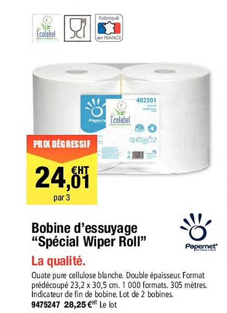 bobine d'essuyage "spécial wiper roll" papernet