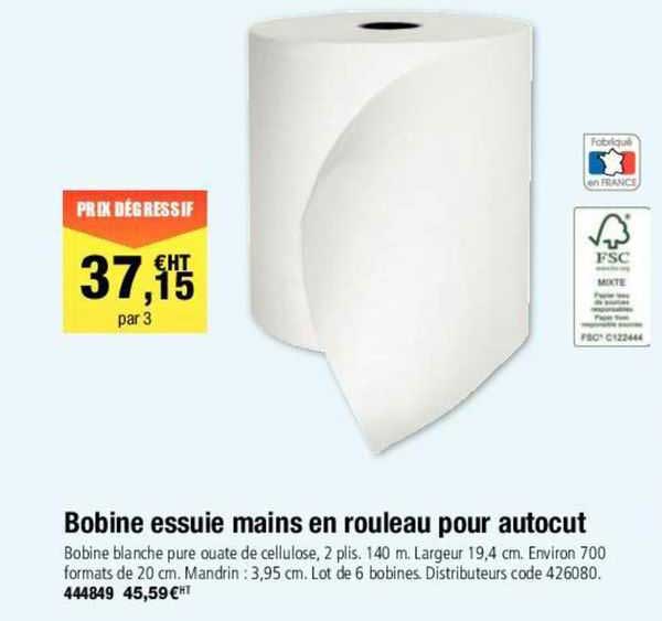 bobine essuie mains en rouleau pour autocut