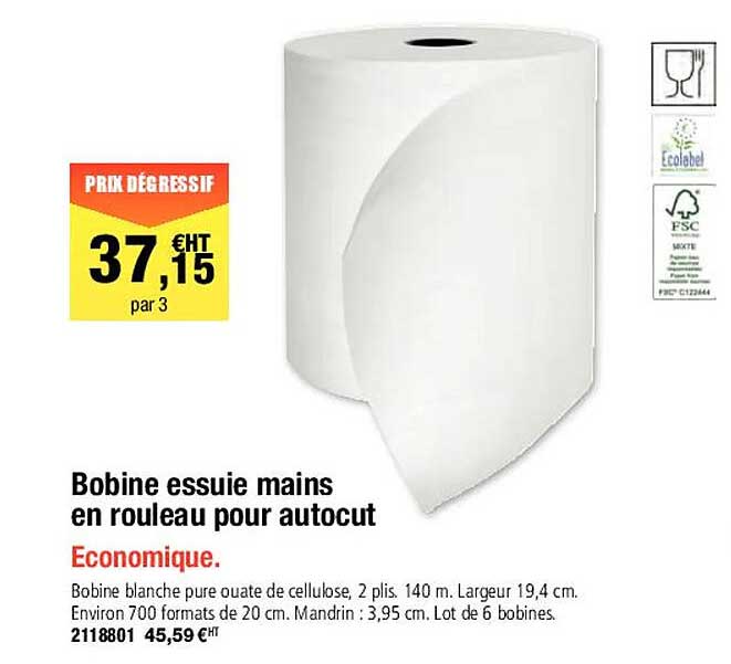 bobine essuie mains en rouleau pour autocut