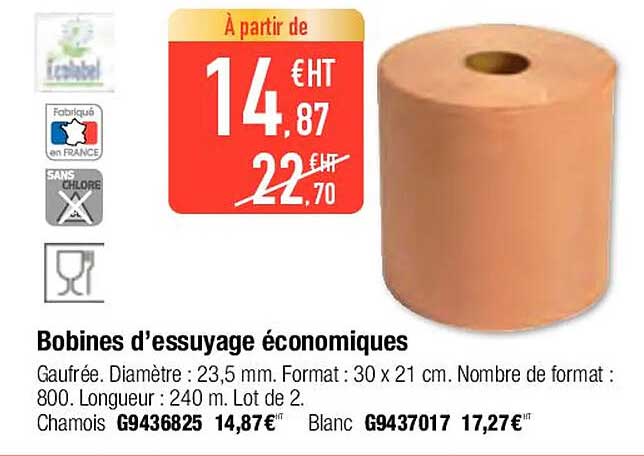 bobines d'essuyage économiques
