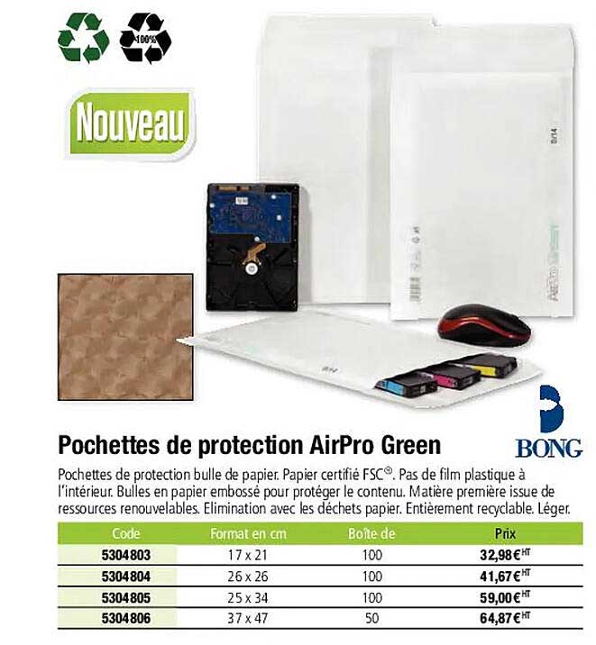 bong pochettes de protection airpro green