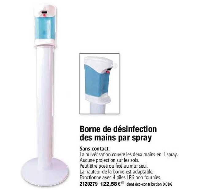 borne de désinfection des mains par spray