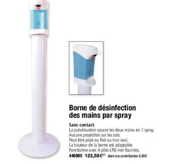 borne de désinfection des mains par spray