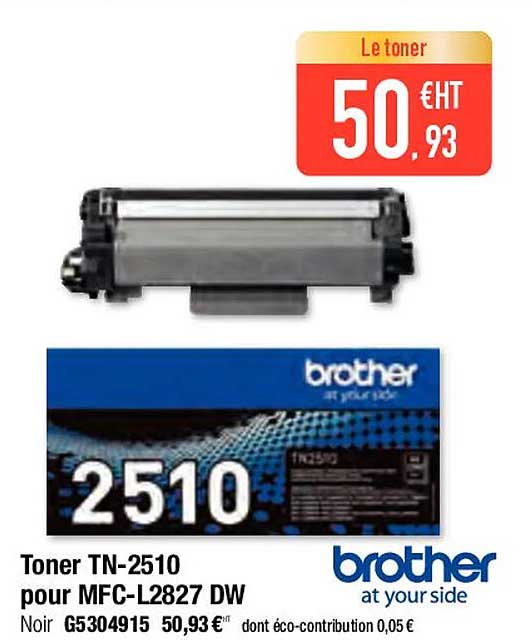 Brother Toner Tn-2510 Pour Mfc-l2827 Dw